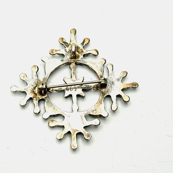 Vintage Signed Zuni Petit Point Pin-Pendant — Sleeping Beauty Turquoise & Silver - Picture 3 of 10